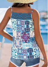 Multi Color Tummy Coverage Tribal Print Strappy Camisole Top | thumb picture 