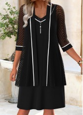 Black Tummy Coverage 3/4 Sleeve Dress and Cardigan