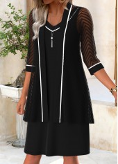 Black Tummy Coverage 3/4 Sleeve Dress and Cardigan | thumb picture 