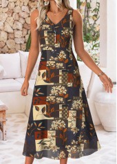 Navy Tummy Coverage Floral Print Dress and Cardigan | thumb picture 