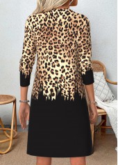 Black Tummy Coverage Leopard Bracelet Sleeve Dress and Cardigan | thumb picture 