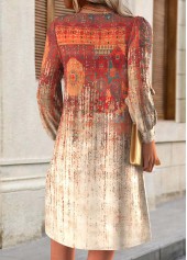 Multi Color Tummy Coverage Tribal Print Short Dress | thumb picture 