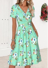 Mint Green Tummy Coverage Floral Print Short Sleeve Dress | thumb picture 