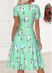 Mint Green Tummy Coverage Floral Print Short Sleeve Dress | thumb picture 