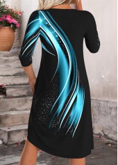 Black Tummy Coverage Ombre 3/4 Sleeve V Neck Dress | thumb picture 