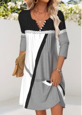 Light Grey Marl Tummy Coverage Geometric Print Short Dress