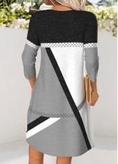 Light Grey Marl Tummy Coverage Geometric Print Short Dress | thumb picture 