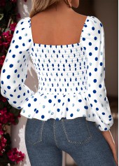 White Tummy Control Polka Dot Long Sleeve Blouse | thumb picture 