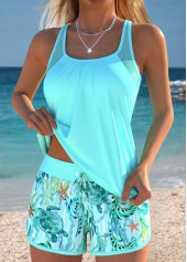 Tummy Coverage Mid Waisted Marine Life Print Tankini Set | thumb picture 