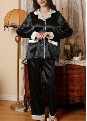 Black Long Sleeve Lounge Top and Pants | thumb picture 