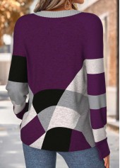 Purple Tummy Coverage Geometric Print Long Sleeve T Shirt | thumb picture 