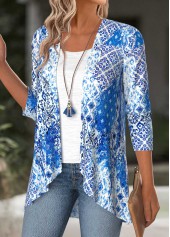Blue Tummy Coverage Tribal Print Long Sleeve Cardigan | thumb picture 