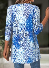 Blue Tummy Coverage Tribal Print Long Sleeve Cardigan | thumb picture 