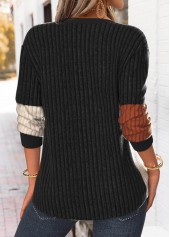 Black Tummy Coverage Long Sleeve Split Neck Sweatshirt | thumb picture 