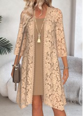 Light Coffee Tummy Coverage Short Dress and Cardigan | thumb picture 