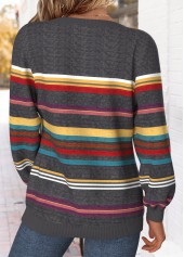 Multi Color Tummy Coverage Striped Long Sleeve Sweatshirt | thumb picture 