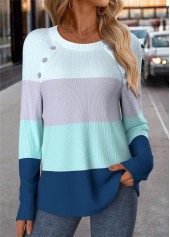 Blue Tummy Coverage Striped Long Sleeve T Shirt | thumb picture 