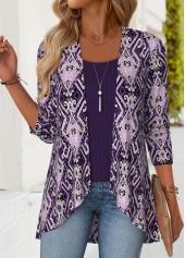 Dark Purple Tummy Coverage Fake Two Piece Twinset | thumb picture 