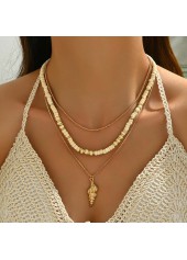 Golden Color Alloy Detail Conch Necklace