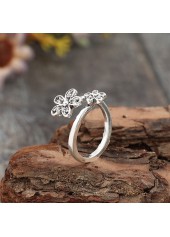 Silver Adjustable Floral Design Alloy Ring | thumb picture 
