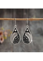 Silver Color Droplet Alloy Detail Earrings