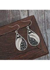 Silver Color Droplet Alloy Detail Earrings | thumb picture 