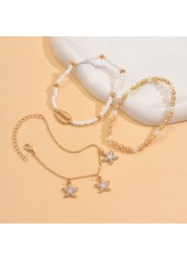 Golden Shell Starfish Seed Beads Anklets | thumb picture 
