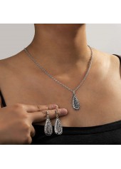 Silver Alloy Tribal Earrings and Necklace