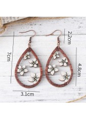 Dark Coffee Droplet Floral Wood Earrings | thumb picture 