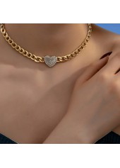 Golden Color Heart Alloy Detail Necklace | thumb picture 