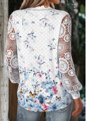 White Tummy Coverage Floral Print Long Sleeve Blouse | thumb picture 