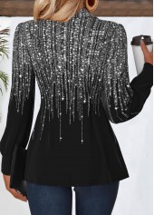 Black Tummy Coverage Geometric Print Long Sleeve Shirt | thumb picture 