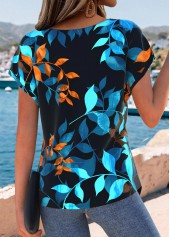 Multi Color Tummy Coverage Leaf Print T Shirt | thumb picture 