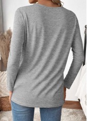 Light Grey Marl Cut Out Long Sleeve T Shirt | thumb picture 