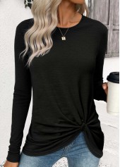 Black Twist Long Sleeve Round Neck T Shirt | thumb picture 