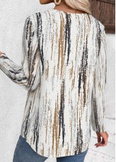 Multi Color Tummy Coverage Graffiti Print 3/4 Sleeve Blouse | thumb picture 