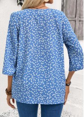 Light Blue Tummy Coverage Heart Print 3/4 Sleeve Blouse | thumb picture 