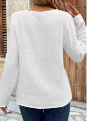 White Button Long Sleeve Round Neck Blouse | thumb picture 