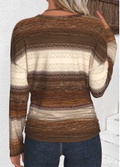 Multi Color Shirred Tribal Print Long Sleeve T Shirt | thumb picture 