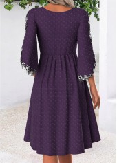 Dark Purple Tummy Coverage 3/4 Sleeve Round Neck Dress | thumb picture 