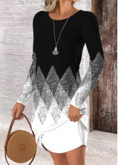 Black Tummy Coverage Ombre Short Long Sleeve Dress | thumb picture 