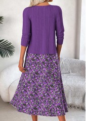 Purple Tummy Coverage Ditsy Floral Print Dress and Cardigan | thumb picture 
