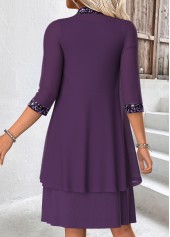 Purple Tummy Coverage 3/4 Sleeve Dress and Cardigan | thumb picture 