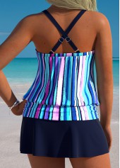 Tummy Coverage Mid Waisted Multi Stripe Print Tankini Set | thumb picture 