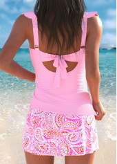 Tummy Coverage High Waisted Paisley Print Pink Tankini Set | thumb picture 