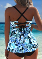 Tummy Coverage Floral Print Light Blue Tankini Top-No Bottom | picture 2