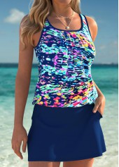 Tummy Coverage Mid Waisted Graffiti Print Tankini Set | thumb picture 