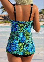 Tummy Coverage Mid Waisted Tropical Plants Print Tankini Set | thumb picture 