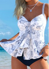 Tummy Coverage Mid Waisted Marine Life Print Tankini Set