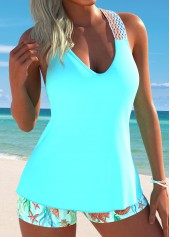 Tummy Coverage Mid Waisted Marine Life Print Tankini Set | thumb picture 